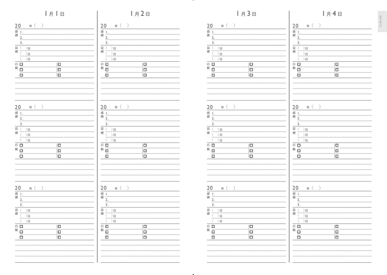Three Noteの中面：振り返り